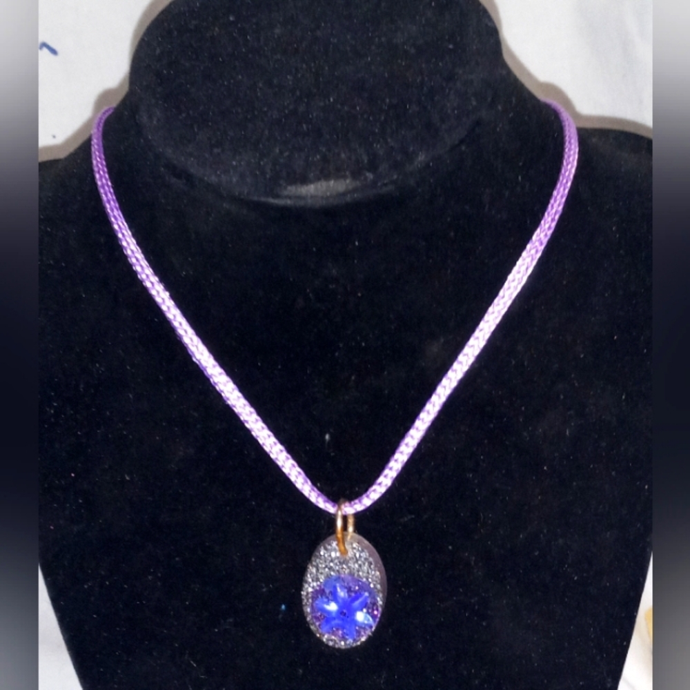 Purple and Silver Sparkle Epoxy Necklace